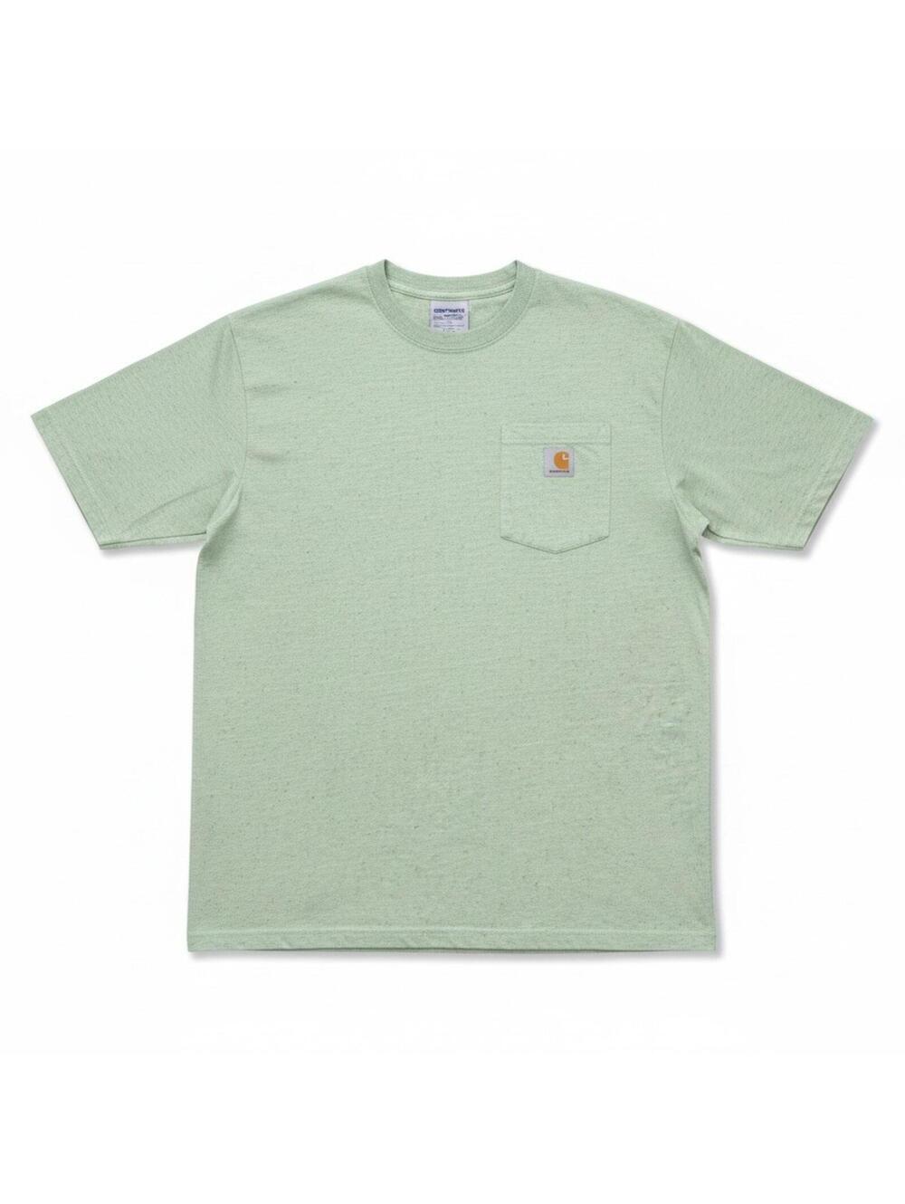 Carhartt T-Shirt Mens L Loose Fit Short Sleeve Pocket Logo Heather Green Casual